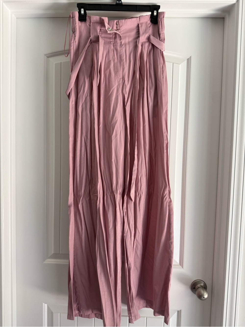 High-Waist Blush wide leg pants with Ties